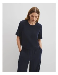 Short Sleeve Cupro Woven T-shirt in Twilight