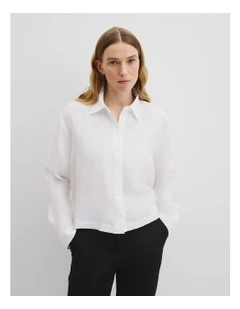 Organically Grown Linen Crop Shirt in White