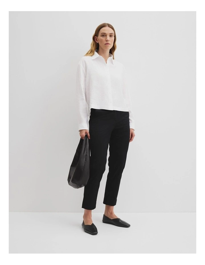 Organically Grown Linen Crop Shirt in White image 3