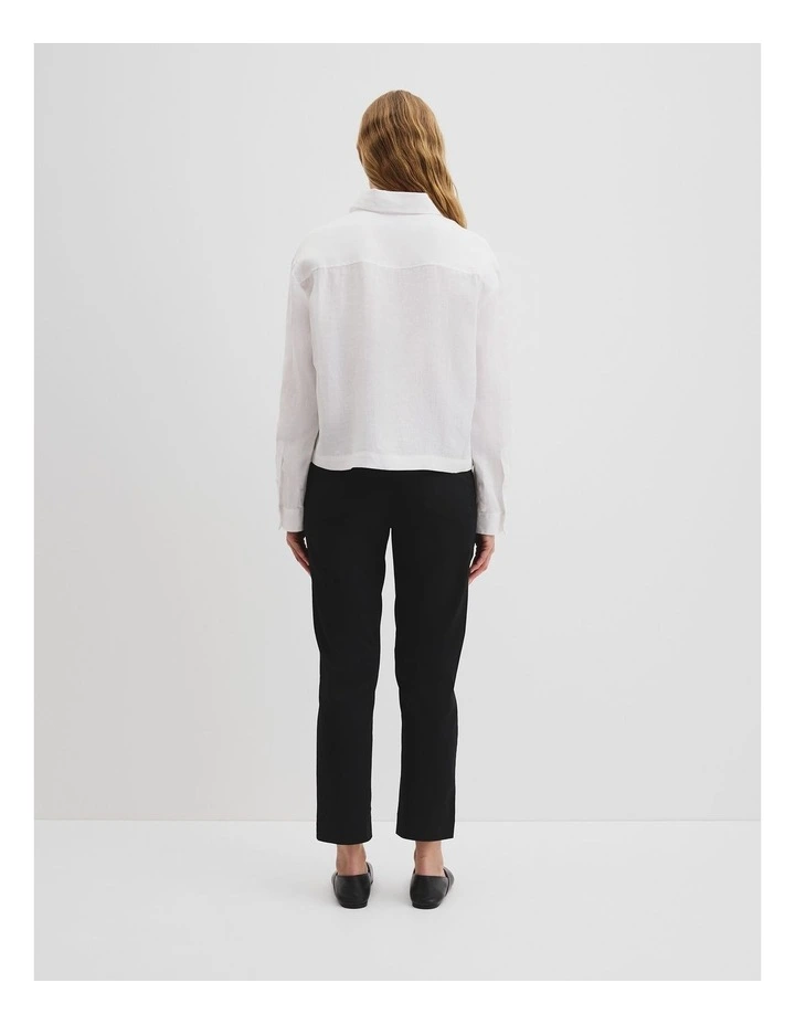 Organically Grown Linen Crop Shirt in White image 4