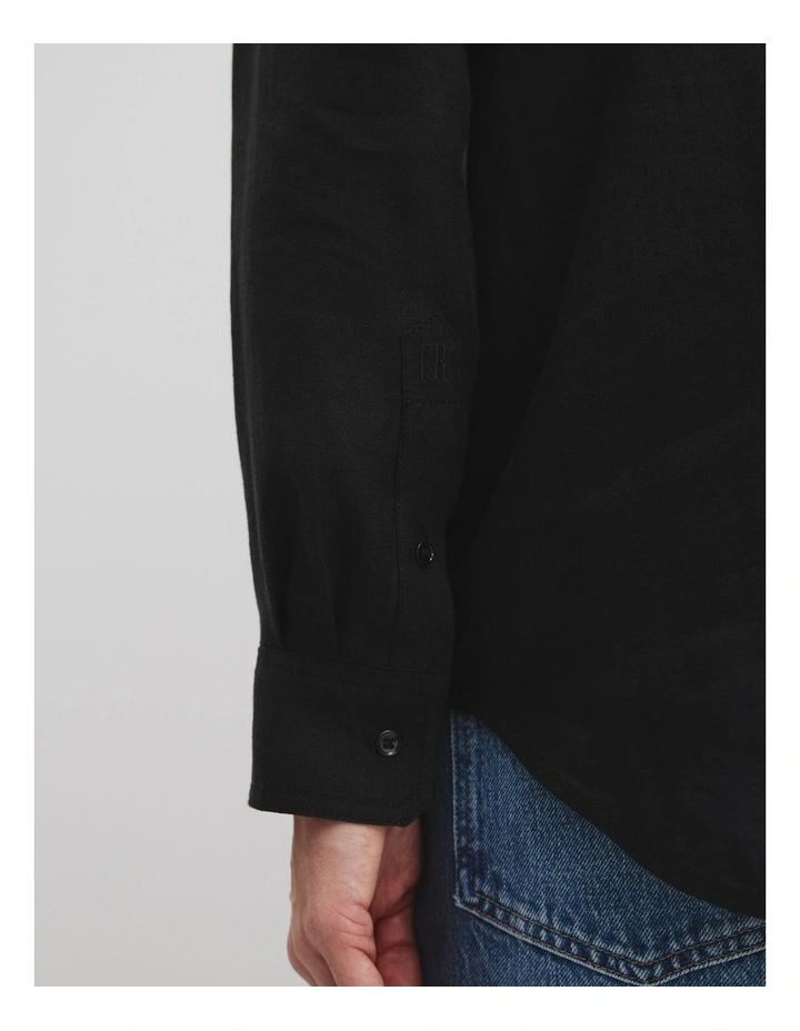 Organically Grown Linen Shirt in Black image 2