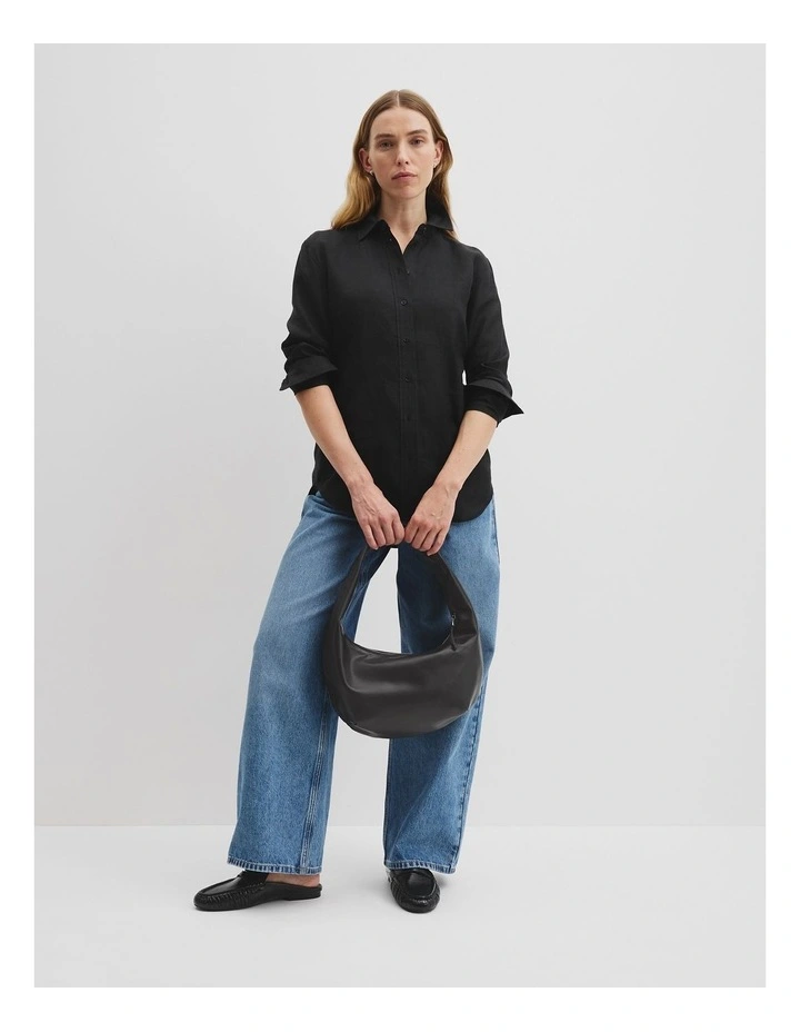 Organically Grown Linen Shirt in Black image 3