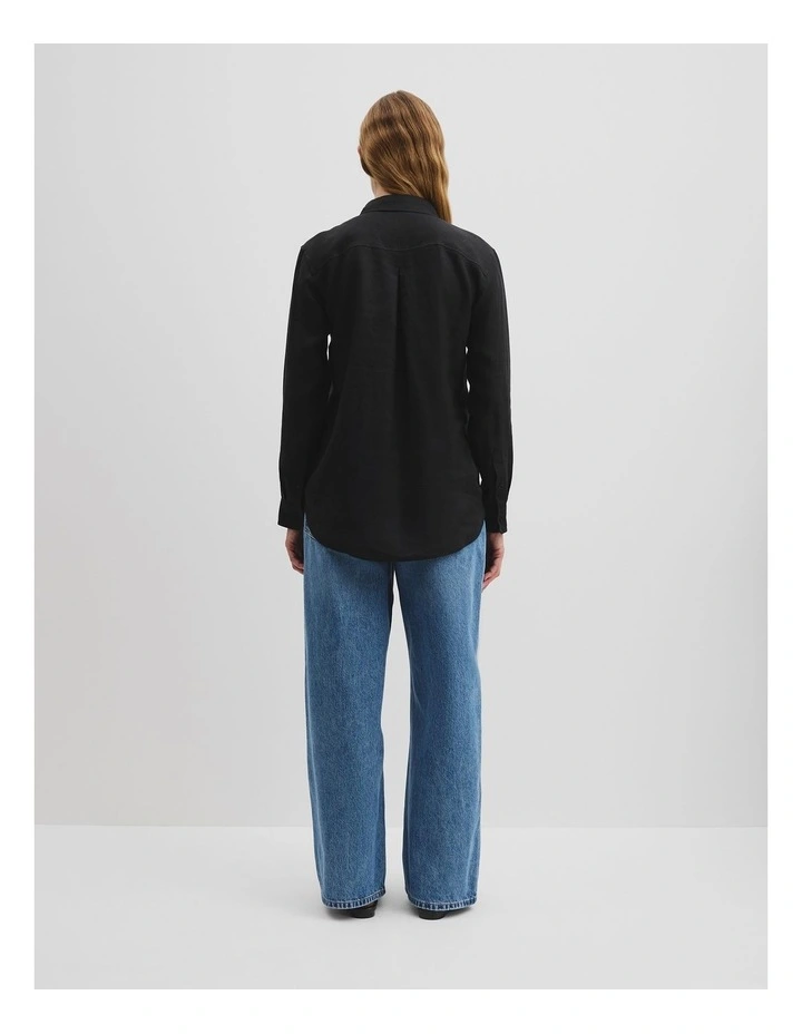 Organically Grown Linen Shirt in Black image 4