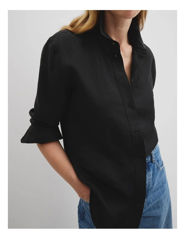 Organically Grown Linen Shirt in Black image 5