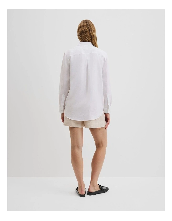 Organically Grown Linen Shirt in White image 4