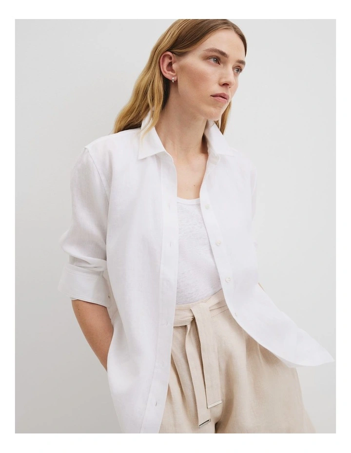 Organically Grown Linen Shirt in White image 5