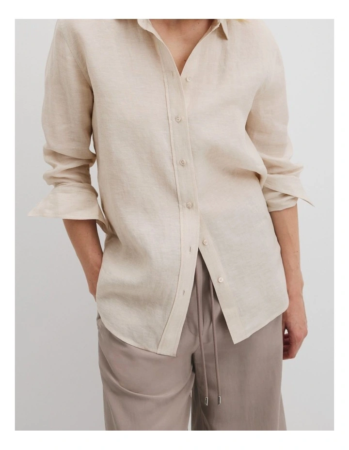Organically Grown Linen Shirt in Sand image 2