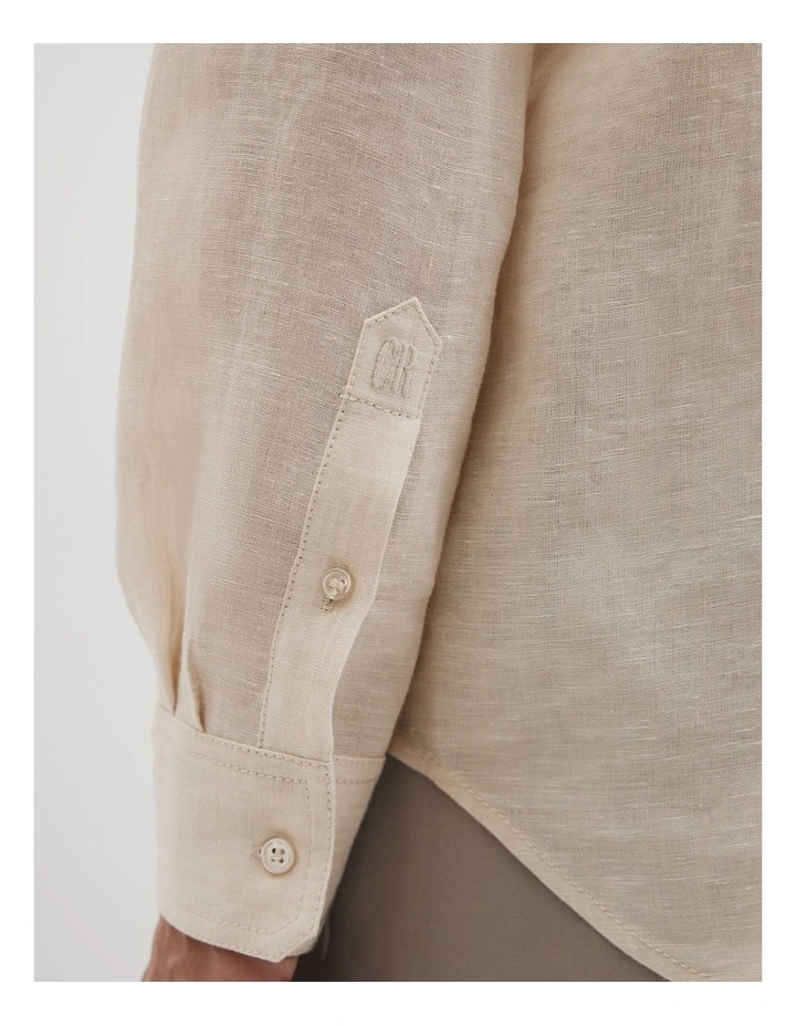 Organically Grown Linen Shirt in Sand image 5