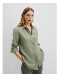 Organically Grown Linen Shirt in Sage