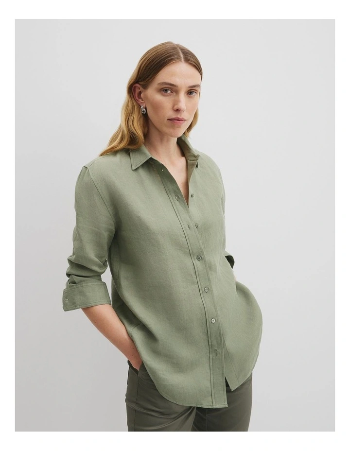 Organically Grown Linen Shirt in Sage image 1