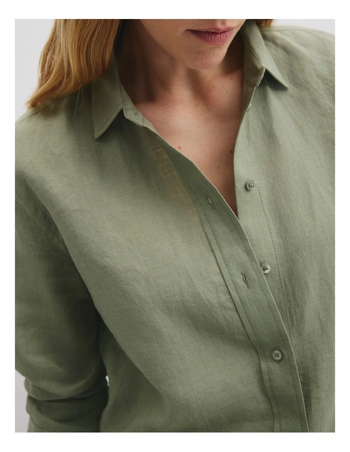 Organically Grown Linen Shirt in Sage image 2