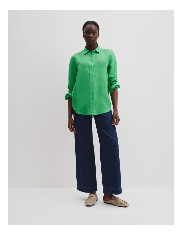 Organically Grown Linen Shirt in Jade Green image 2