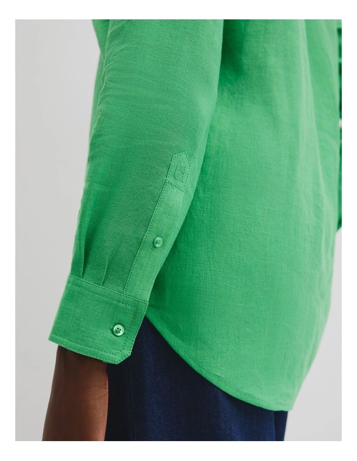 Organically Grown Linen Shirt in Jade Green image 3