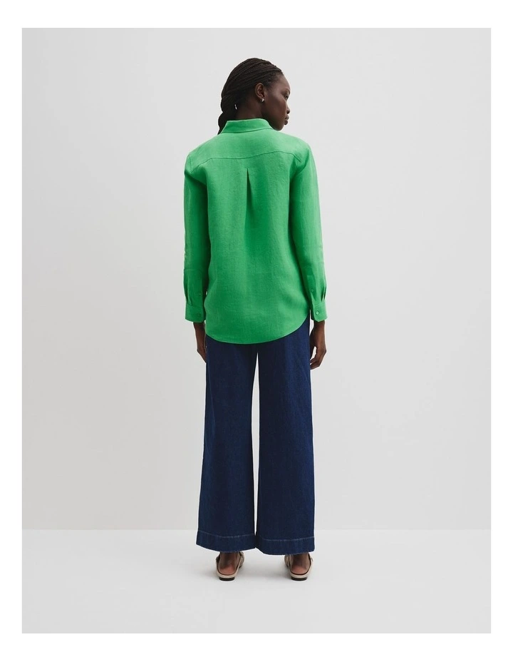 Organically Grown Linen Shirt in Jade Green image 4