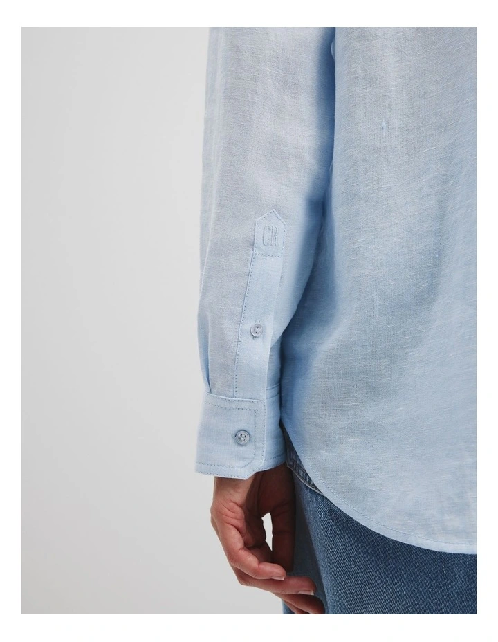 Organically Grown Linen Shirt in Chambray Blue image 2
