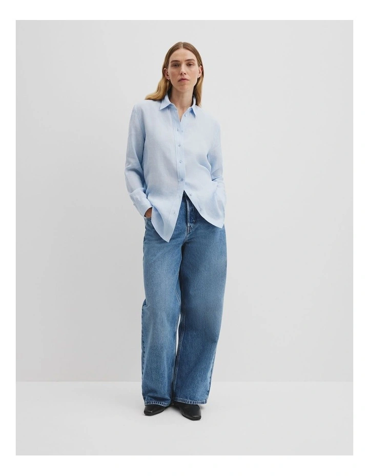 Organically Grown Linen Shirt in Chambray Blue image 3