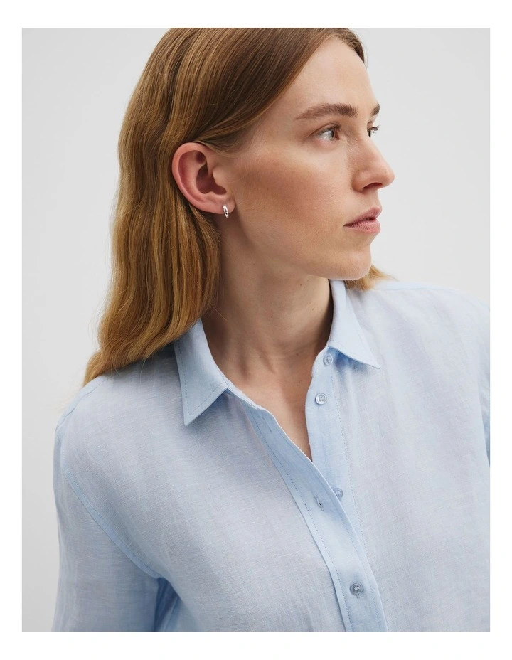 Organically Grown Linen Shirt in Chambray Blue image 4