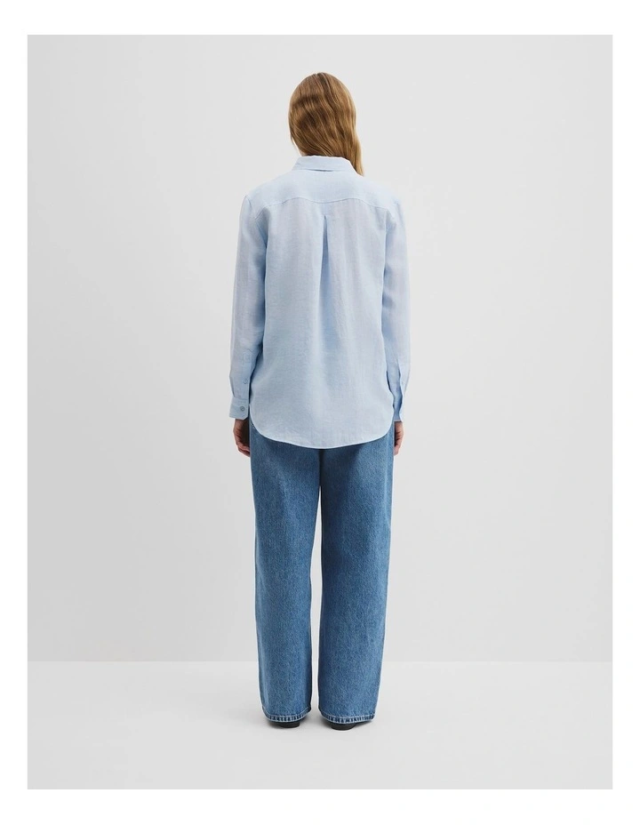 Organically Grown Linen Shirt in Chambray Blue image 5