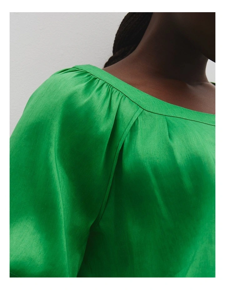 Round Neck Soft Blouse in Jade Green image 2
