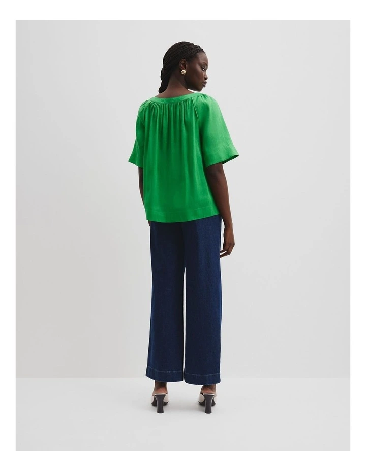 Round Neck Soft Blouse in Jade Green image 4