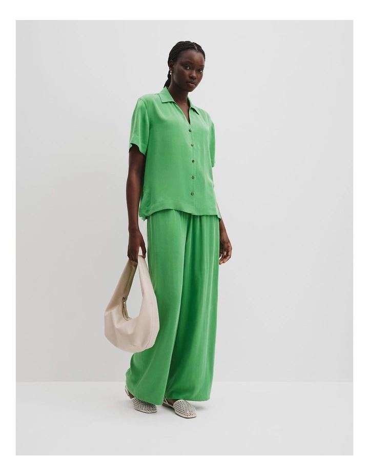 Short Sleeve Cupro Shirt in Jade Green image 2