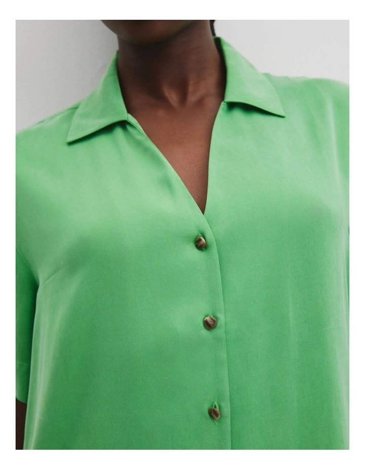 Short Sleeve Cupro Shirt in Jade Green image 3