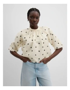 Print Voluminous Blouse in Light Spot
