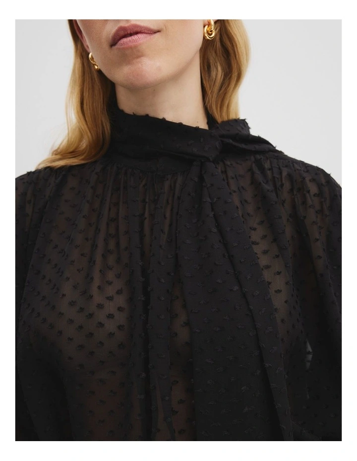 Flock Spot Blouse in Black image 2