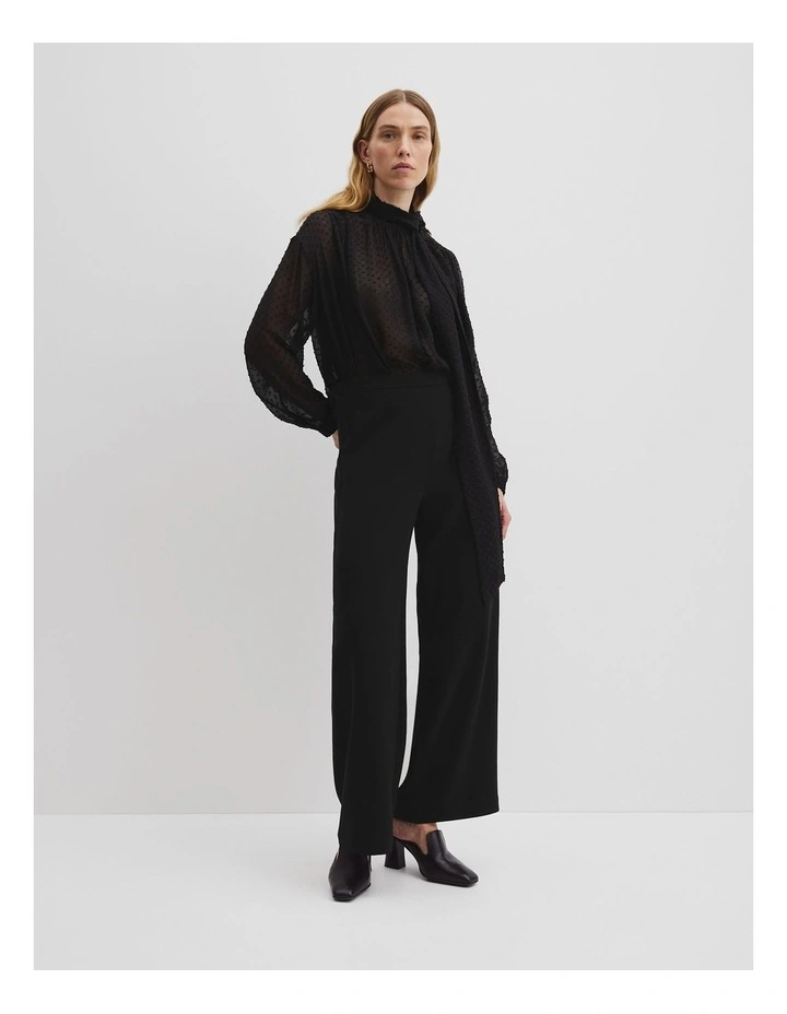 Flock Spot Blouse in Black image 3
