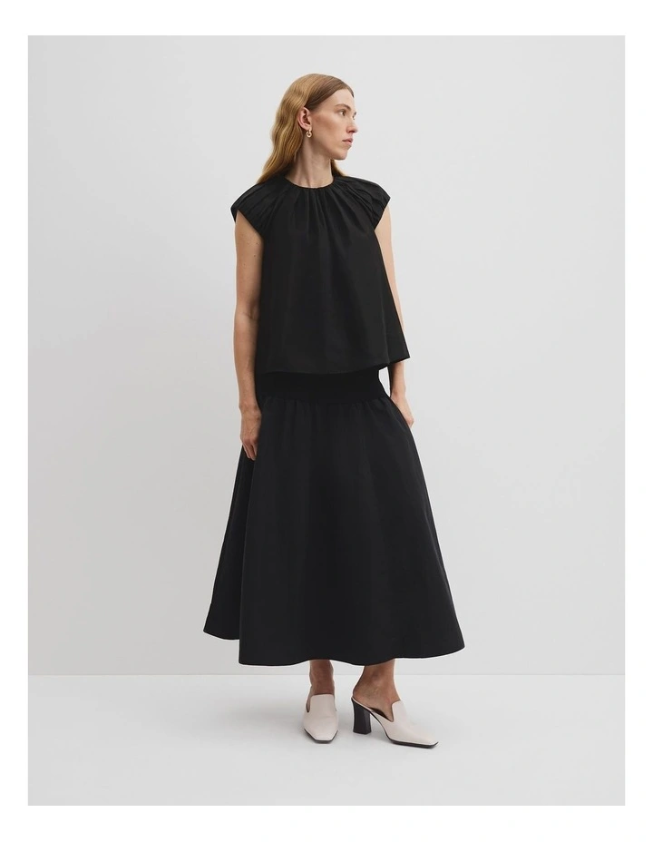 Soft Gathered Drape Top in Black image 3