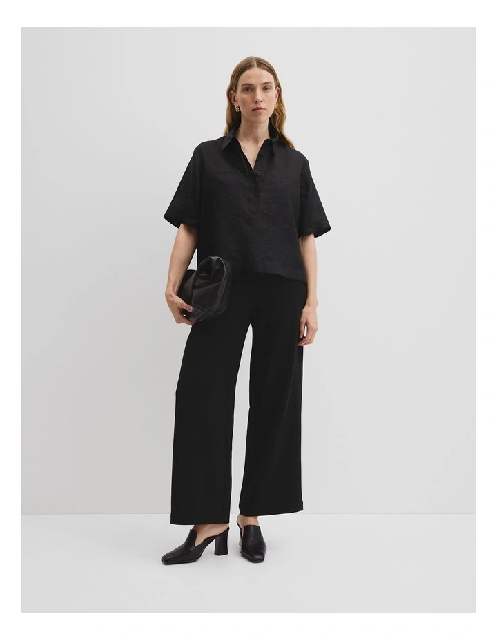 Panelled Crop Popover Shirt in Black image 3