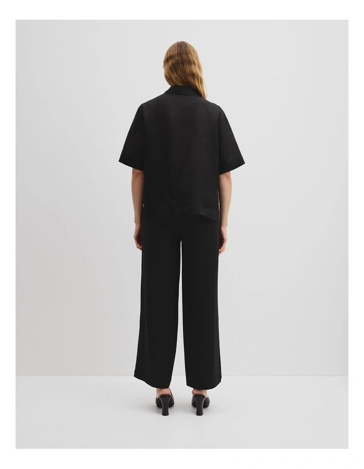 Panelled Crop Popover Shirt in Black image 4