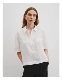 Panelled Crop Popover in White
