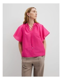 Flutter Sleeve Blouse in Raspberry