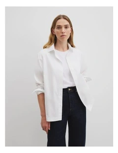 Organically Grown Cotton Poplin Shirt in Antique White