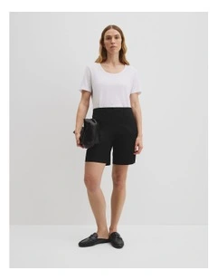 Australian Cotton Twill Walk Short in Black