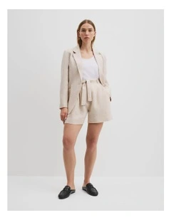 Organically Grown Linen Tuck Front Short in Sand