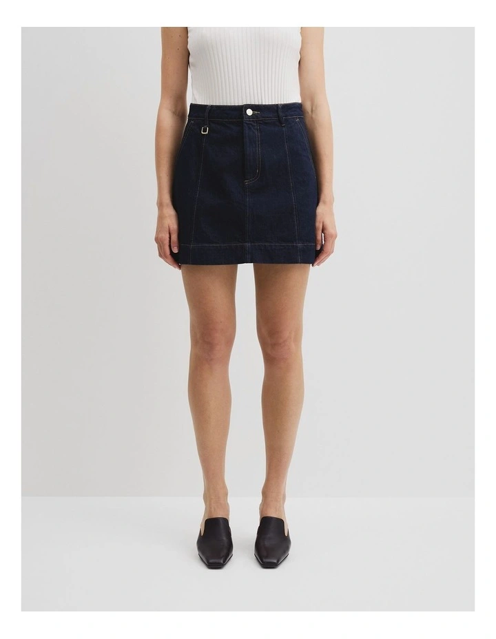 Denim Mini Skirt in Indigo Rinse image 2