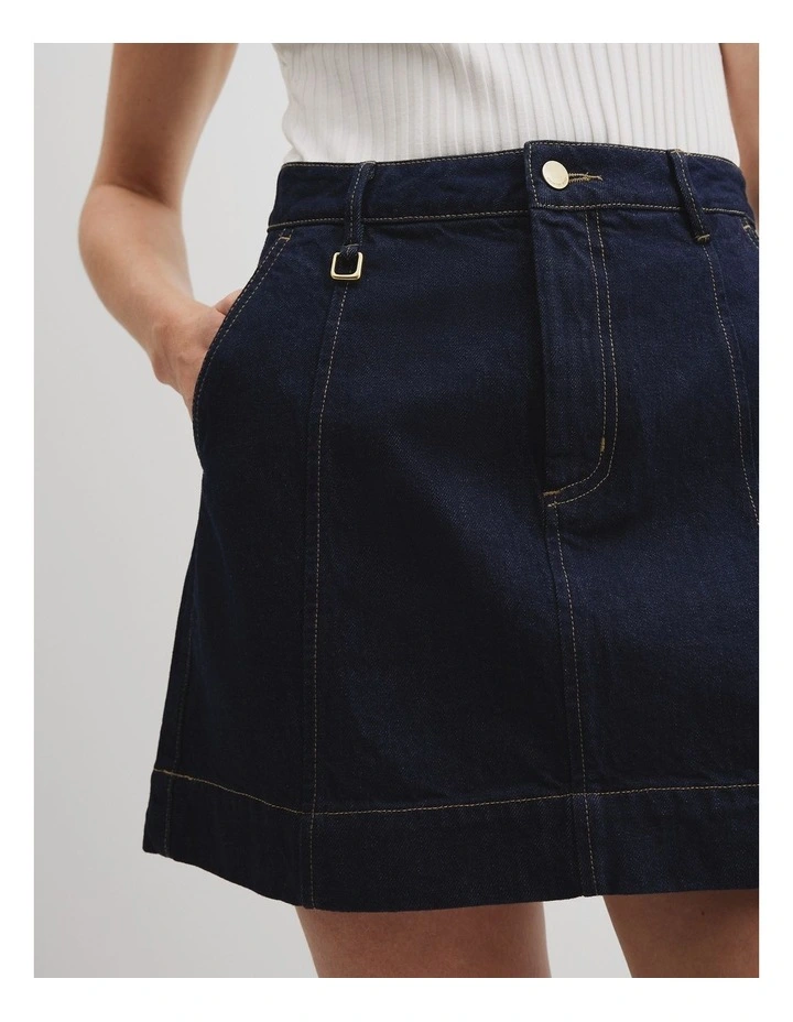 Denim Mini Skirt in Indigo Rinse image 3
