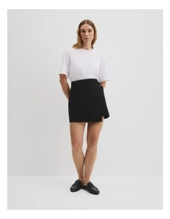 Organically Grown Cotton Wrap Mini Skirt in Black