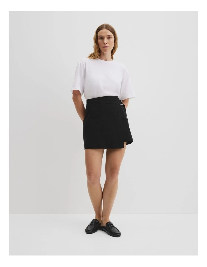 Organically Grown Cotton Wrap Mini Skirt in Black image 1