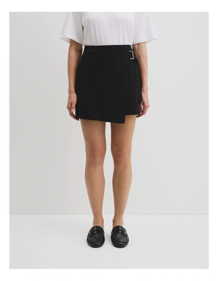Organically Grown Cotton Wrap Mini Skirt in Black image 2