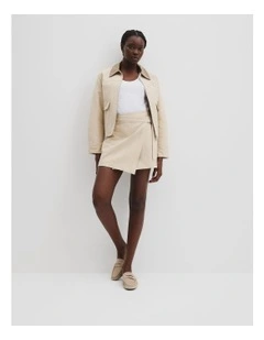 Organically Grown Cotton Wrap Mini Skirt in Crema