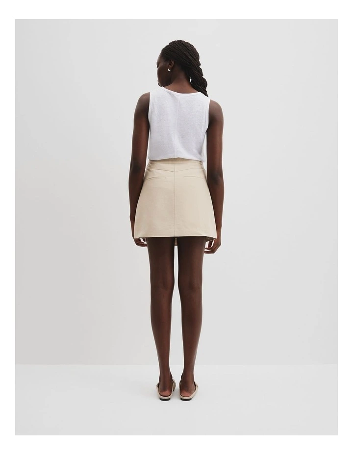 Organically Grown Cotton Wrap Mini Skirt in Crema image 4