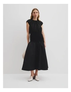 Mix Media Knit Skirt in Black