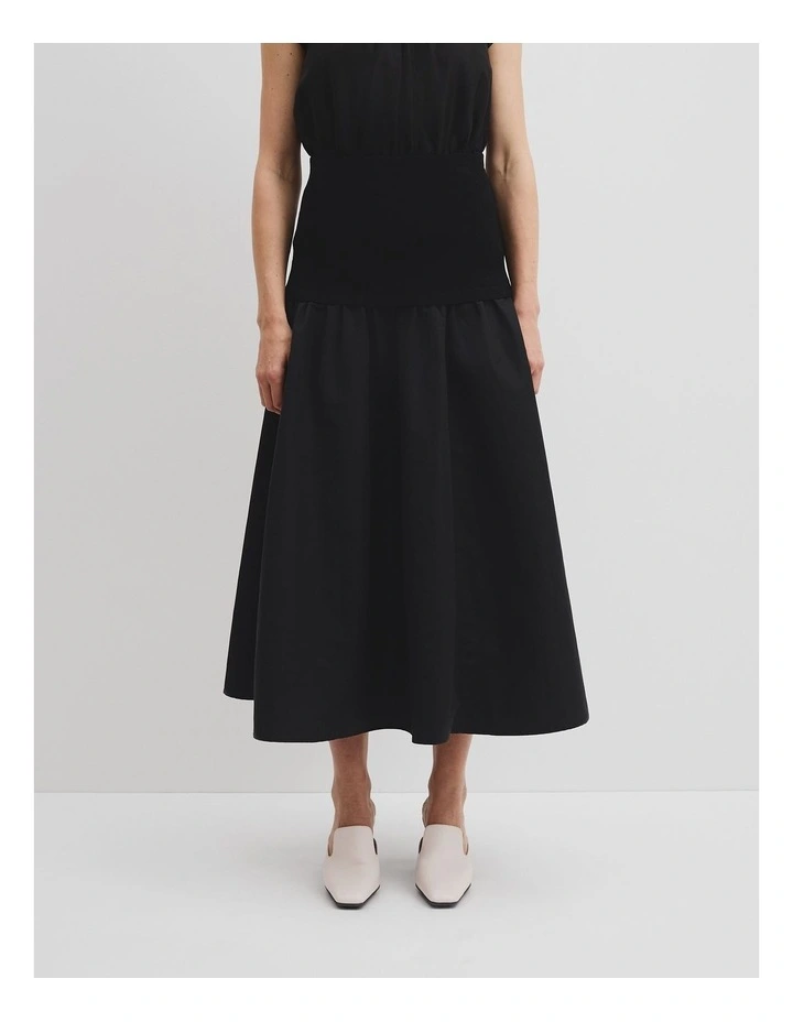 Mix Media Knit Skirt in Black image 2