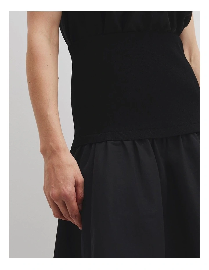 Mix Media Knit Skirt in Black image 3