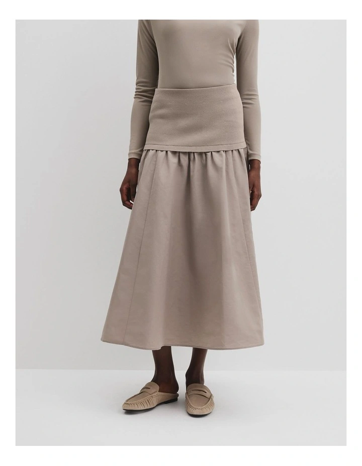 Mix Media Knit Skirt in Taupe image 2