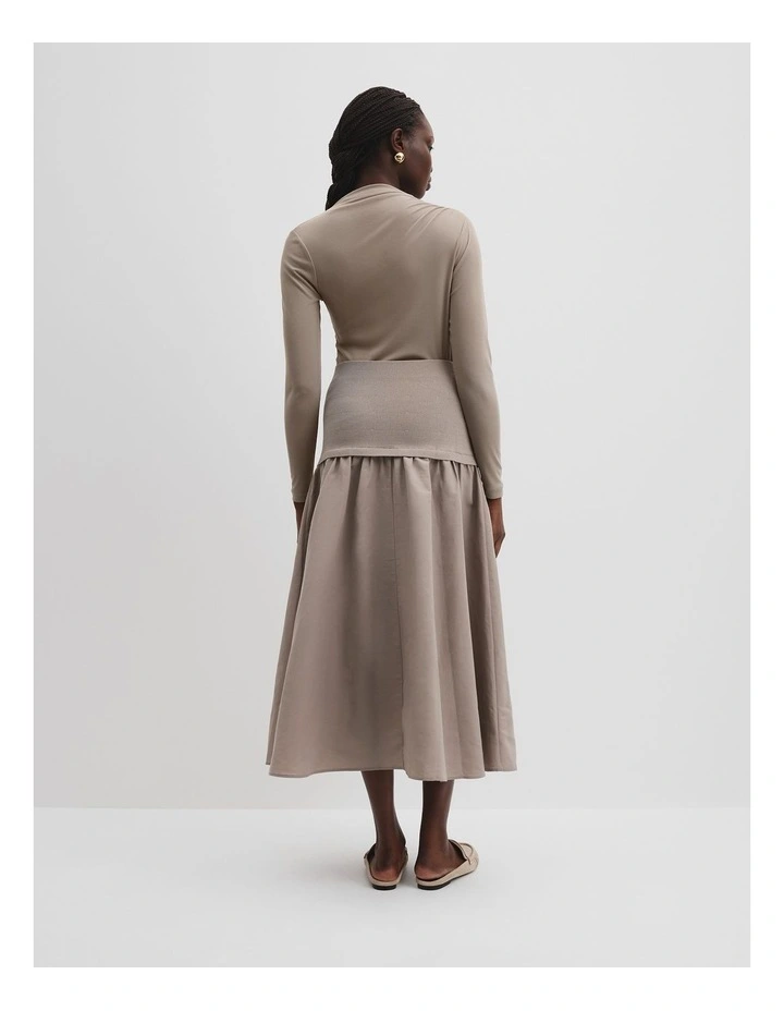 Mix Media Knit Skirt in Taupe image 4