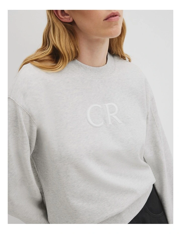 Australian Cotton Logo Sweat in Light Grey Marle image 2